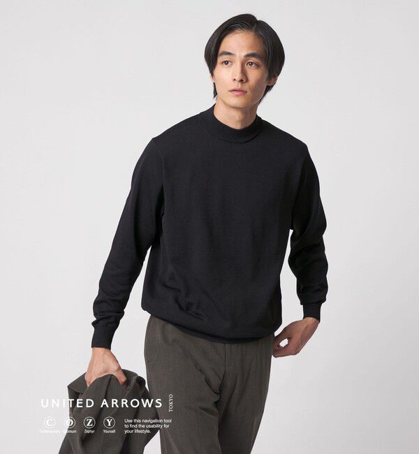 UNITED ARROWS「モックネックニット UA COZY ウォッシャブル」|ニット・セーター|BLACK