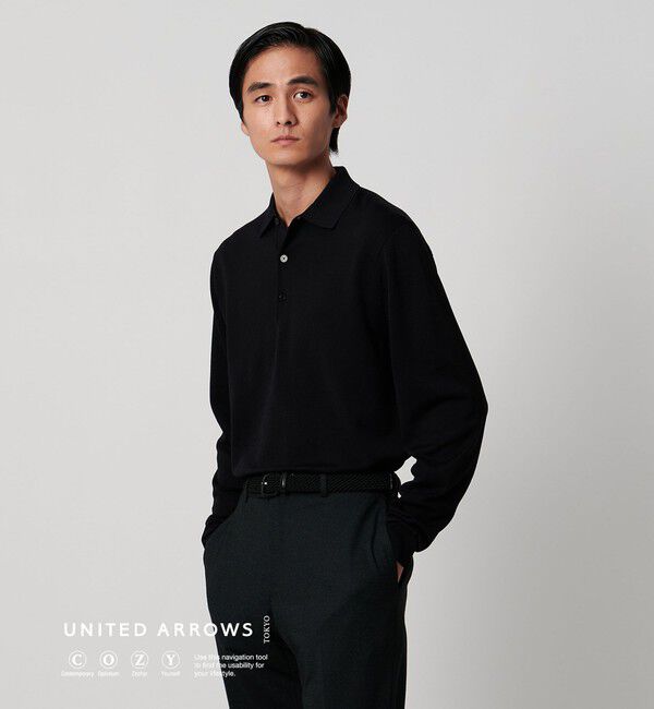 UNITED ARROWS「ニットポロシャツ UA COZY ウォッシャブル」|ポロシャツ|BLACK