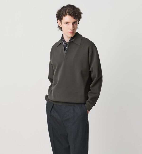 UNITED ARROWS「フォーシーズンズ ミラノリブ スキッパー ニット」|ニット・セーター|DK.GRAY