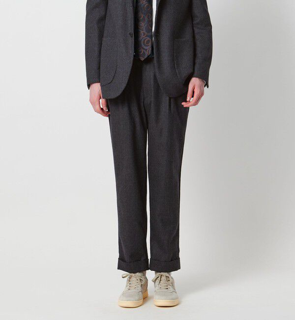 UNITED ARROWS「＜District＞ウールギャバジン ウォッシュド ワイド 1プリーツパンツ」|スラックス|DK.GRAY