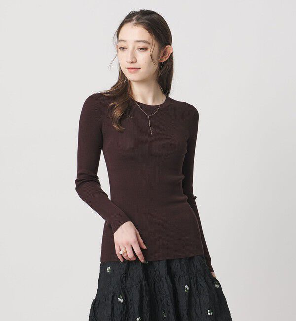 UNITED ARROWS「シルク リブ クルーネック ニット」|ニット・セーター|