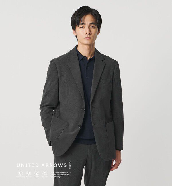 UNITED ARROWS「ライト コーデュロイ シングル 2ボタン テーラードジャケット UA COZY ウォッシャブル ヨコストレッチ」|スーツ|DK.GRAY