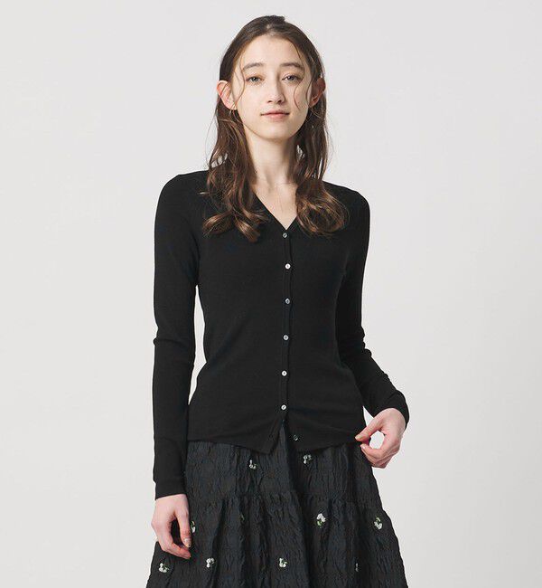 UNITED ARROWS「18G ウール フィット リブ カーディガン」|カーディガン|BLACK