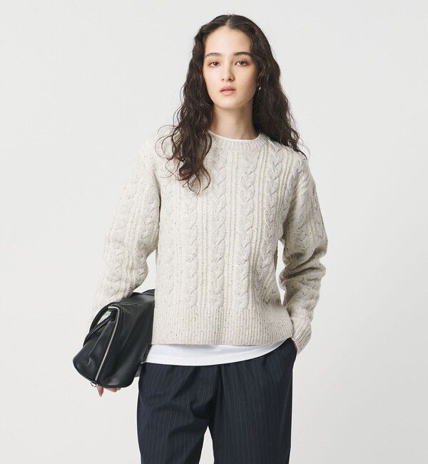 UNITED ARROWS「ミックス カラー ケーブル プルオーバー ニット」|ニット・セーター|WHITE