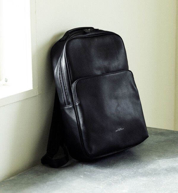 UNITED ARROWS green label relaxing「シボ レザーライク バックパック」|リュック|BLACK