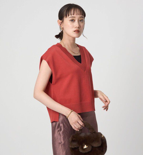UNITED ARROWS green label relaxing「Vネック ニット ベスト」|ベスト・ジレ|RED