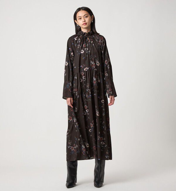 EMMEL REFINES「＜EMMEL REFINES＞EM フラワープリント キリカエ ギャザー ワンピース」|ワンピース|LT.PINK