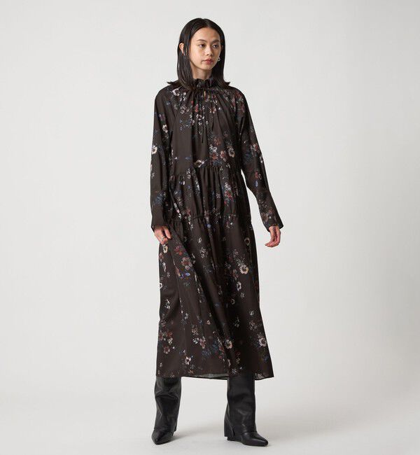 EMMEL REFINES「＜EMMEL REFINES＞EM フラワープリント キリカエ ギャザー ワンピース」|ワンピース|