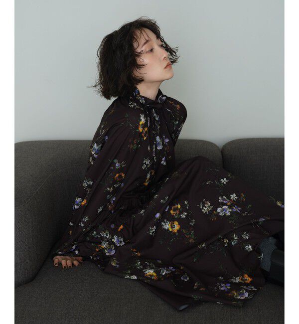 EMMEL REFINES「＜EMMEL REFINES＞EM フラワープリント キリカエ ギャザー ワンピース」|ワンピース|YELLOW