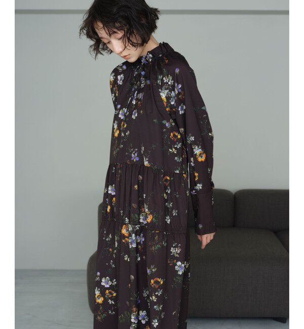 EMMEL REFINES「＜EMMEL REFINES＞EM フラワープリント キリカエ ギャザー ワンピース」|ワンピース|