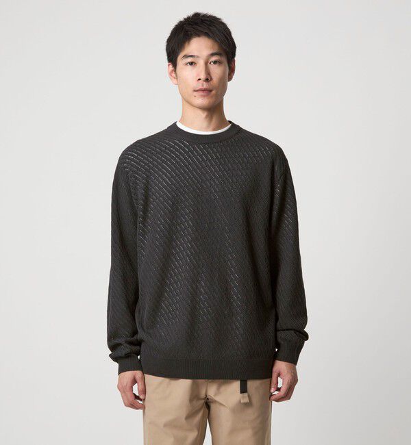 UNITED ARROWS green label relaxing「メッシュ レイヤード クルーネック ニット」|ニット・セーター|