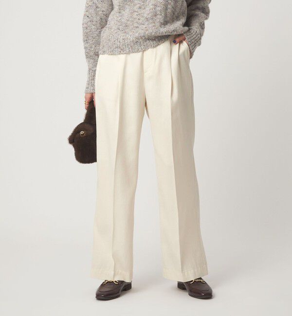 UNITED ARROWS green label relaxing「フィブリル ワイド パンツ」|スラックス|OFF WHITE