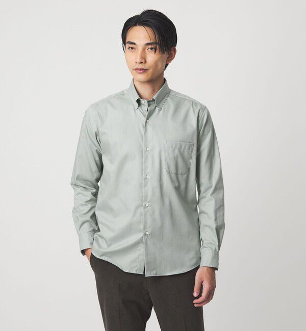 UNITED ARROWS green label relaxing「エブリット Cブラッシュド ヘリンボーン スナップ ボタンダウン シャツ -イージーアイロン・抗菌-」|シャツ・ブラウス|LIME