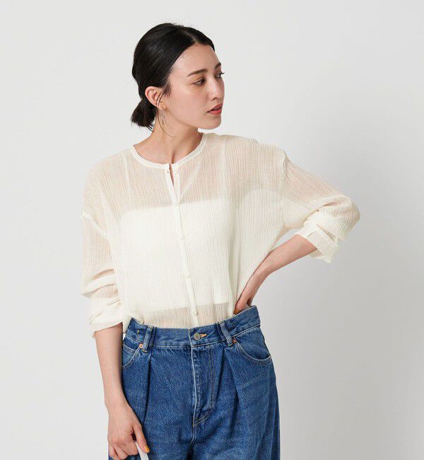 BEAUTY&YOUTH UNITED ARROWS「クレープ クルーネックカーディガン」|カーディガン|