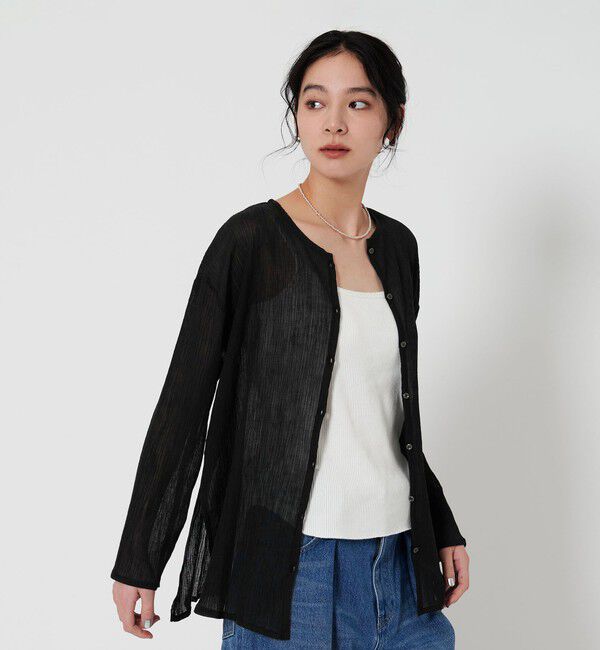 BEAUTY&YOUTH UNITED ARROWS「クレープ クルーネックカーディガン」|カーディガン|