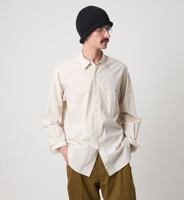 STEVEN ALAN「＜Steven Alan＞ 60 コンパクトヤーン ストライプ レギュラーカラー シャツ NARROW」|シャツ・ブラウス|NATURAL