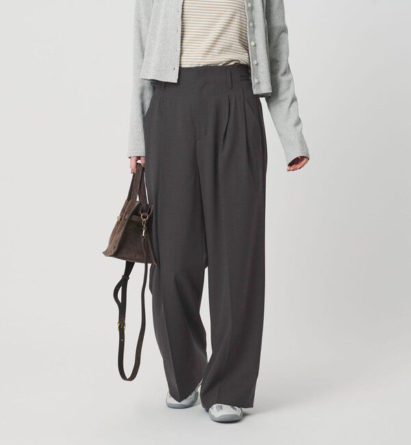 BEAUTY&YOUTH UNITED ARROWS「ポリエステルブレンド ２タック タブワイドパンツ」|その他|DK.GRAY
