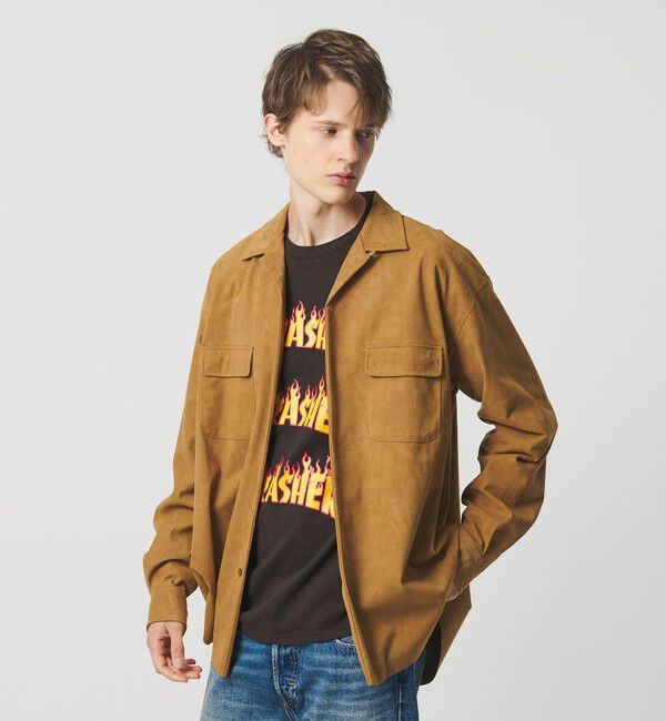 California General Store「＜CGS.＞スウェード ライク オープンカラー シャツ」|シャツ・ブラウス|BEIGE