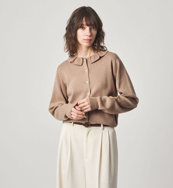 STEVEN ALAN「＜Steven Alan＞コットン カシミヤ フリル カーディガン」|カーディガン|BEIGE