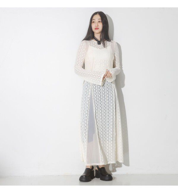 Ray BEAMS 「レース キリカエ メッシュ ワンピース」|ワンピース|