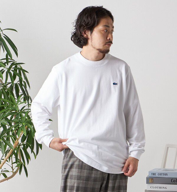 SHIPS any「【SHIPS any別注】LACOSTE: ワンポイント ピケ クルーネック Tシャツ (ロンT)◇」|Tシャツ・カットソー|