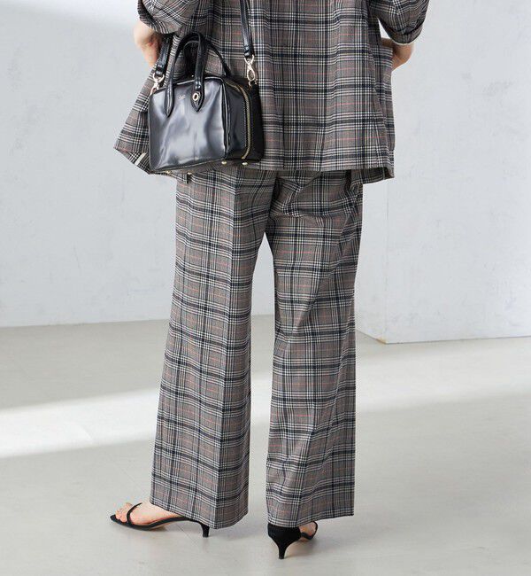 SHIPS for women「〈手洗い可能〉ウール混 チェック タック ワイド パンツ」|その他|