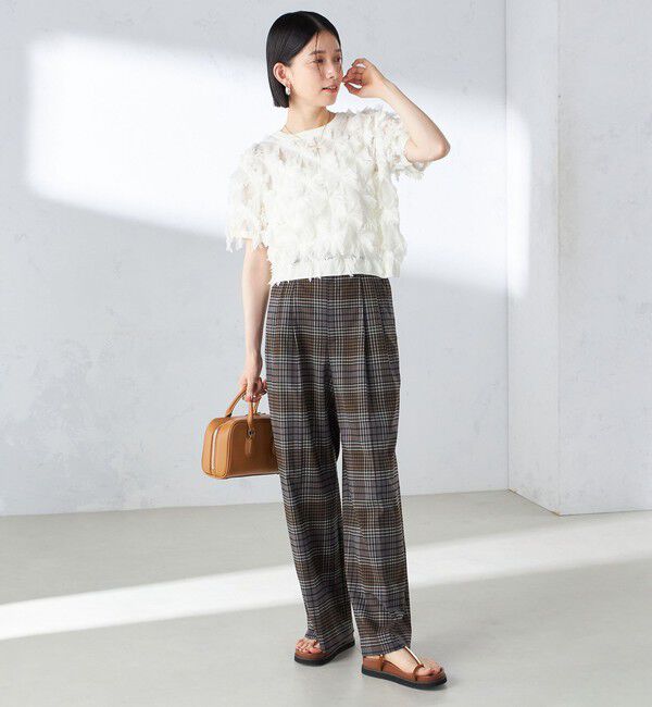 SHIPS for women「〈手洗い可能〉ウール混 チェック タック ワイド パンツ」|その他|