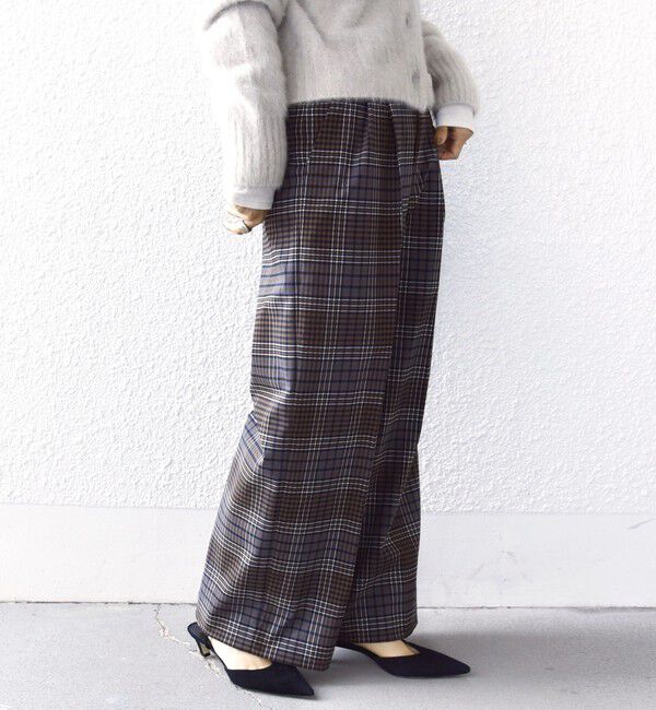 SHIPS for women「〈手洗い可能〉ウール混 チェック タック ワイド パンツ」|その他|