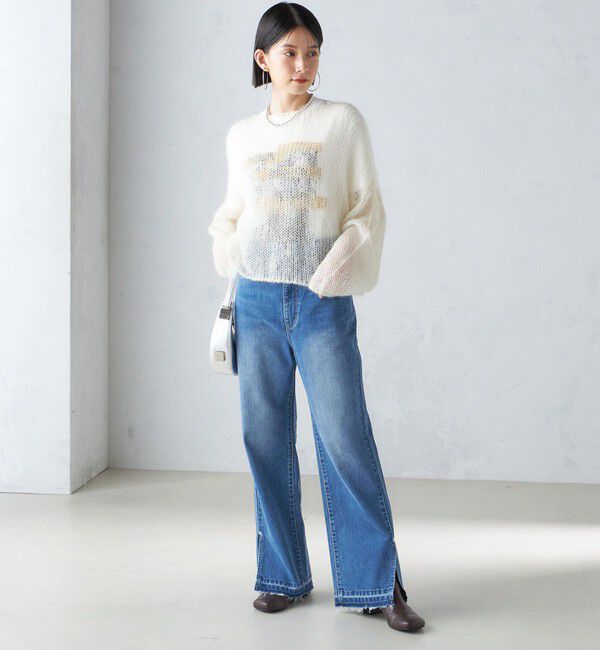 SHIPS for women「〈洗濯機可能〉サイド スリット ストレート デニム」|デニム|