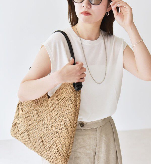 quaranciel「quaranciel:〈接触冷感〉フレンチスリーブ ベーシック シアー ニット プルオーバー」|ニット・セーター|