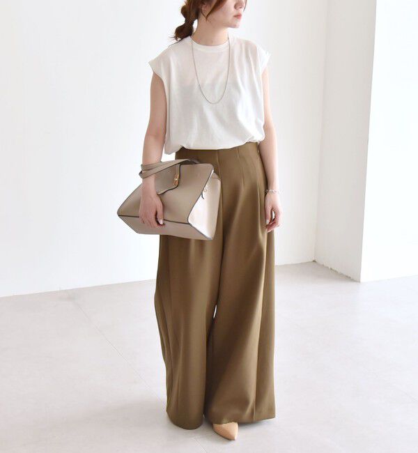 quaranciel「quaranciel:〈接触冷感〉フレンチスリーブ ベーシック シアー ニット プルオーバー」|ニット・セーター|