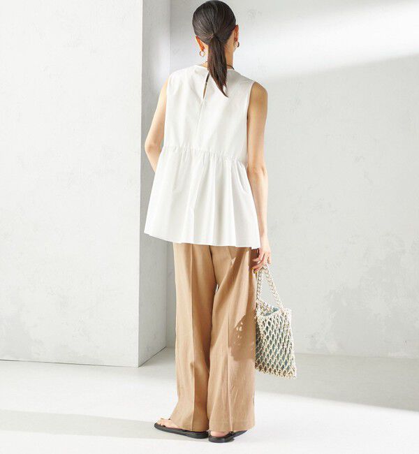 SHIPS for women「〈接触冷感 / 撥水加工〉TEX BRID(R)タフタ ギャザー ノースリーブ ブラウス」|シャツ・ブラウス|