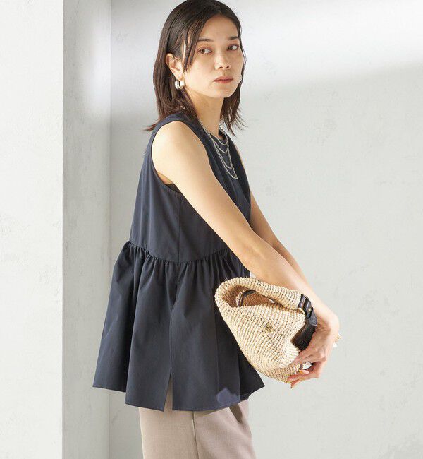 SHIPS for women「〈接触冷感 / 撥水加工〉TEX BRID(R)タフタ ギャザー ノースリーブ ブラウス」|シャツ・ブラウス|