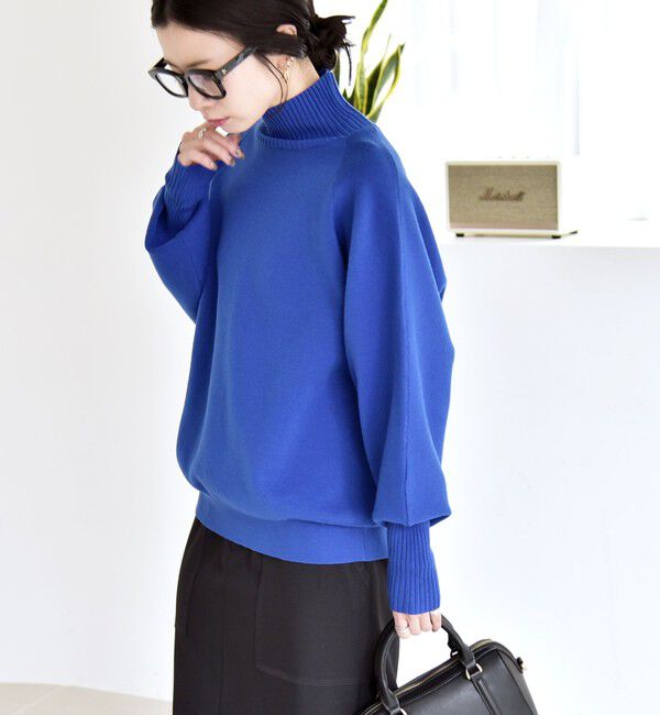 quaranciel「quaranciel:〈洗濯機可能〉タートルネック ラグラン ロングリブ ニット プルオーバー」|ニット・セーター|