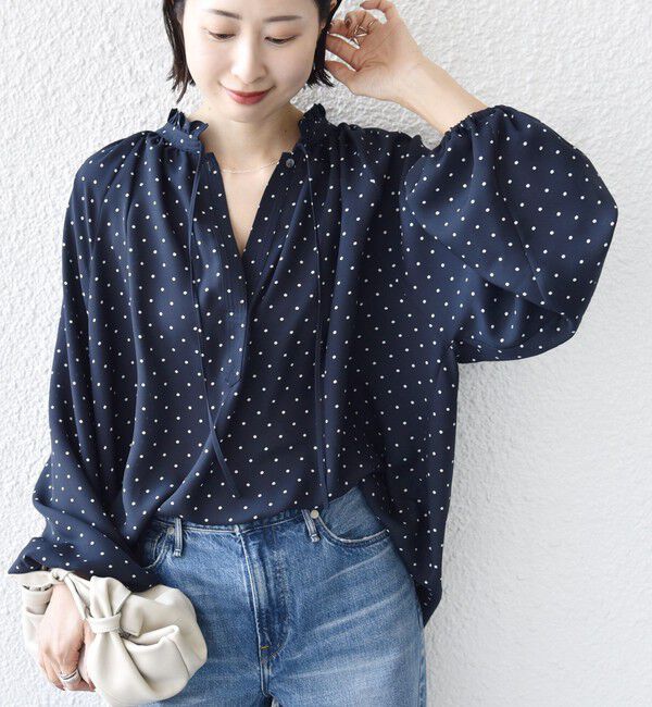 SHIPS for women「〈手洗い可能〉ドット リボン デザイン 長袖 ブラウス」|シャツ・ブラウス|