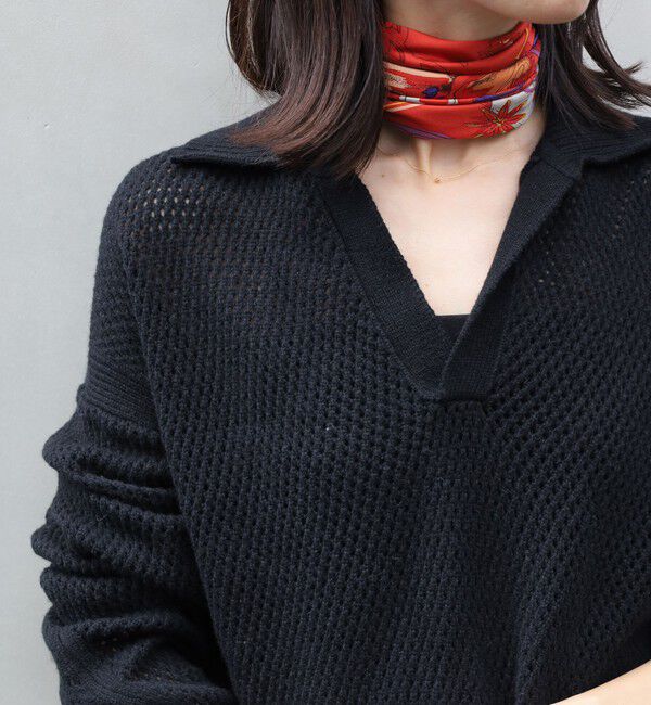 MACPHEE「【WEB・一部店舗限定】ウールメッシュ ポロプルオーバー」|ニット・セーター|