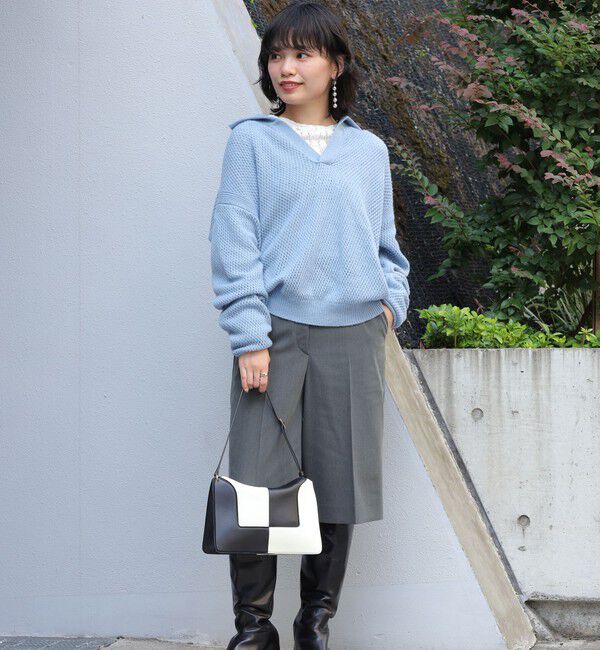 MACPHEE「【WEB・一部店舗限定】ウールメッシュ ポロプルオーバー」|ニット・セーター|