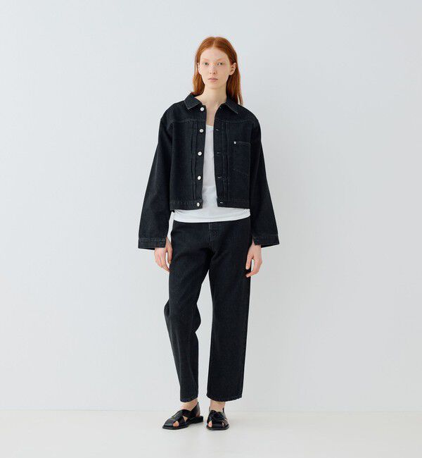 GALERIE VIE「ブラックデニム プリーテッドジャケット」|デニムジャケット|