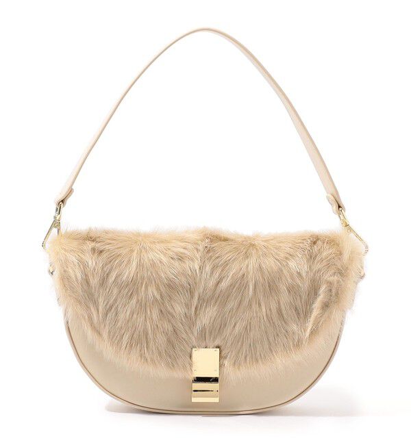 TOMORROWLAND GOODS「TOMORROWLAND フラップ フェイクファーバッグ」|ショルダー・メッセンジャー|42 ライトベージュ系