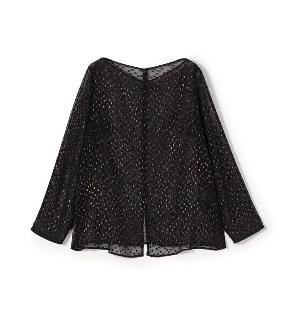Ballsey「フォイルカットジャカード Vボートネックブラウス」|シャツ・ブラウス|18 ブラック系