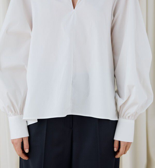 DES PRES「コットンストレッチポプリン ボリュームスリーブブラウス」|シャツ・ブラウス|