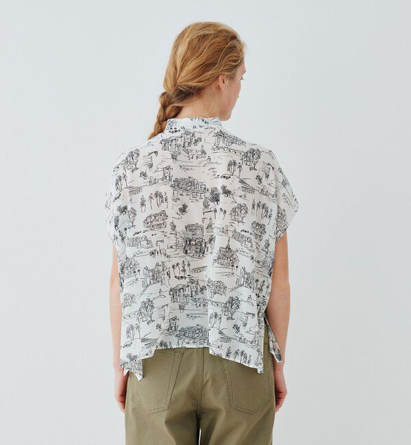 GALERIE VIE「LandScapeシルクストレッチ スタンドネックボックスシャツ」|シャツ・ブラウス|