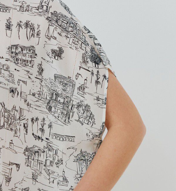 GALERIE VIE「LandScapeシルクストレッチ スタンドネックボックスシャツ」|シャツ・ブラウス|