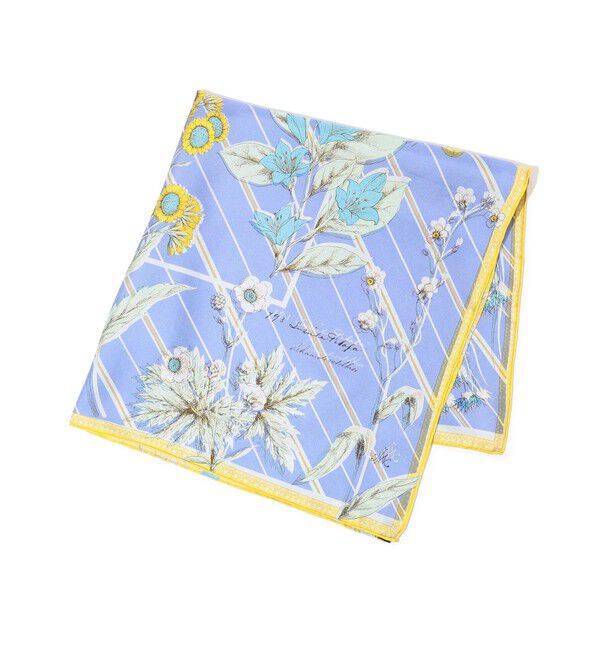 TOMORROWLAND GOODS「manipuri FLOWER STRIPE スカーフ」|バンダナ・スカーフ|72 サックスブルー系