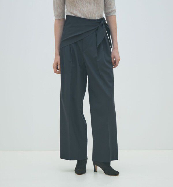 MACPHEE「ポリエステルウールストレッチ タックワイドパンツ」|スラックス|