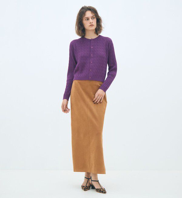 MACPHEE「フェイクスエード Iラインマキシスカート」|タイト|