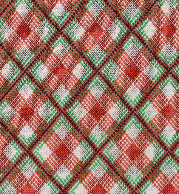 CABaN「コットンポリエステル チェックジャカード ショートスリーブプルオーバー」|ニット・セーター|