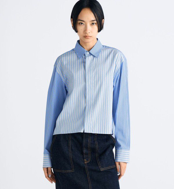 Edition「THOMAS MASON ストライプ クロップドシャツ」|シャツ・ブラウス|