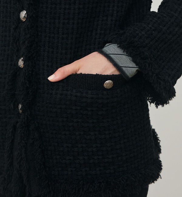 DES PRES「ツイードフリンジ 4ポケットジャケット」|ノーカラージャケット|