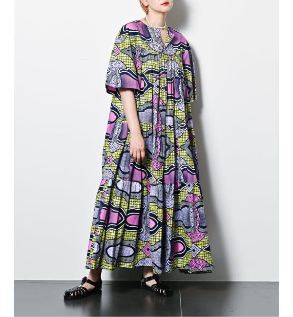  「AFRICAN WAX PRINT DRESS：ワンピース」|ワンピース|パープル